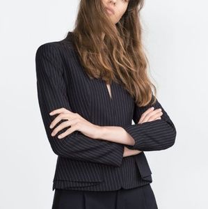 Pinstripes Zara Peplum Structured Blazer